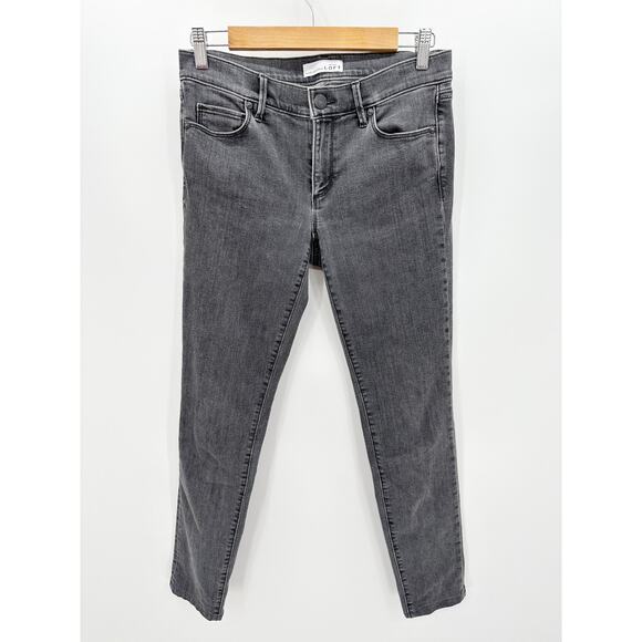 Loft Modern Skinny Gray Wash 5 Pocket Denim Stretch Jeans Womens Size 4 - Picture 1 of 9